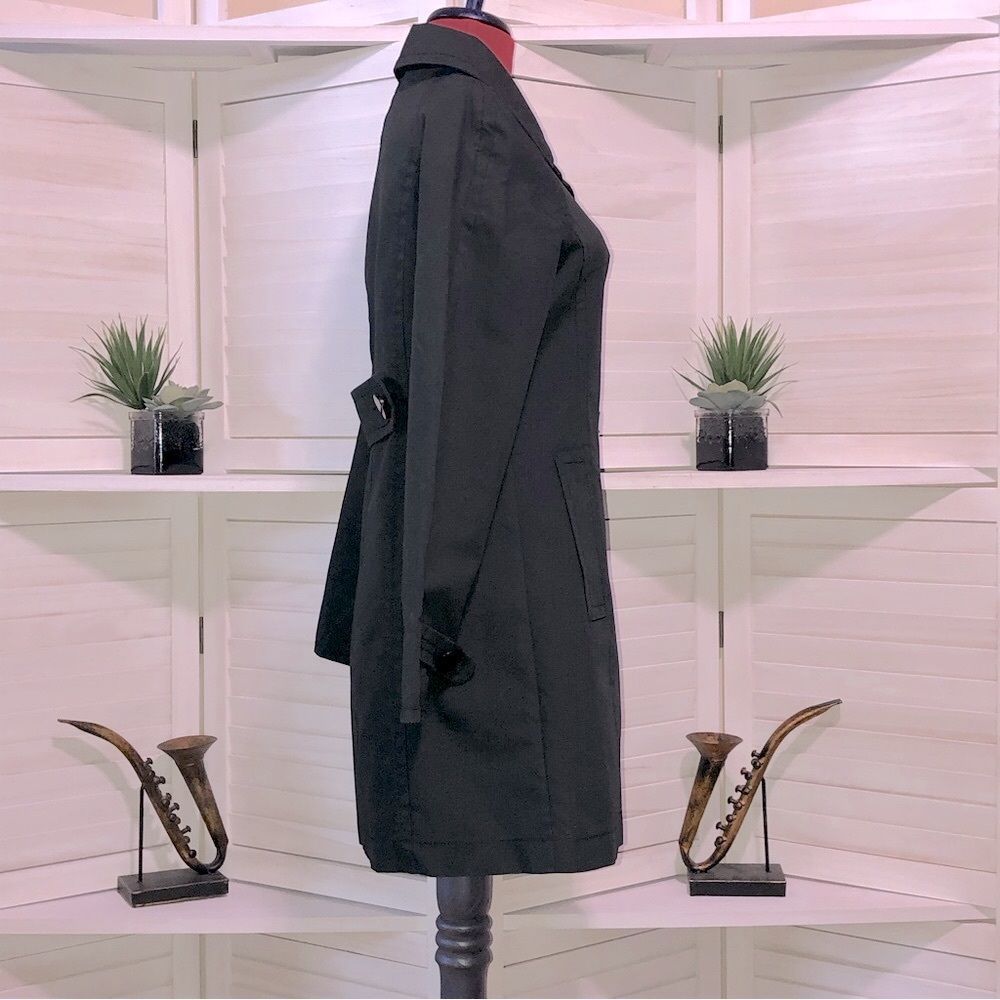 Nine West black Goth cotton trench coat sz S - Picture 5 of 7